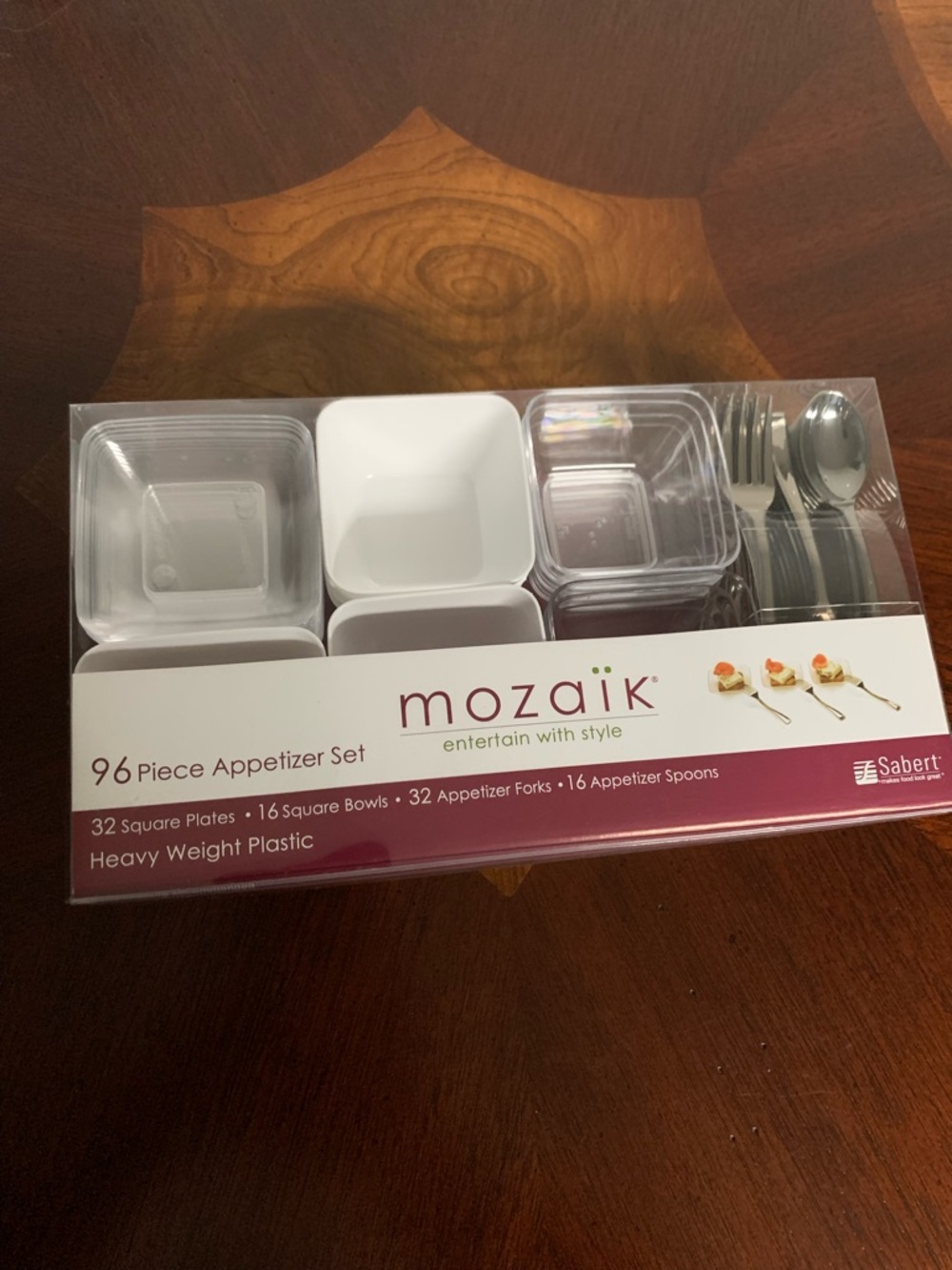 Mozaik 96-Piece Appetizer Set - White/Clear